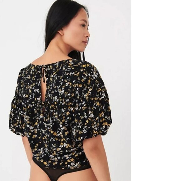 Free People Intimately Dessa Floral Print Body Suit Black Combo Medium - Picture 4 of 9